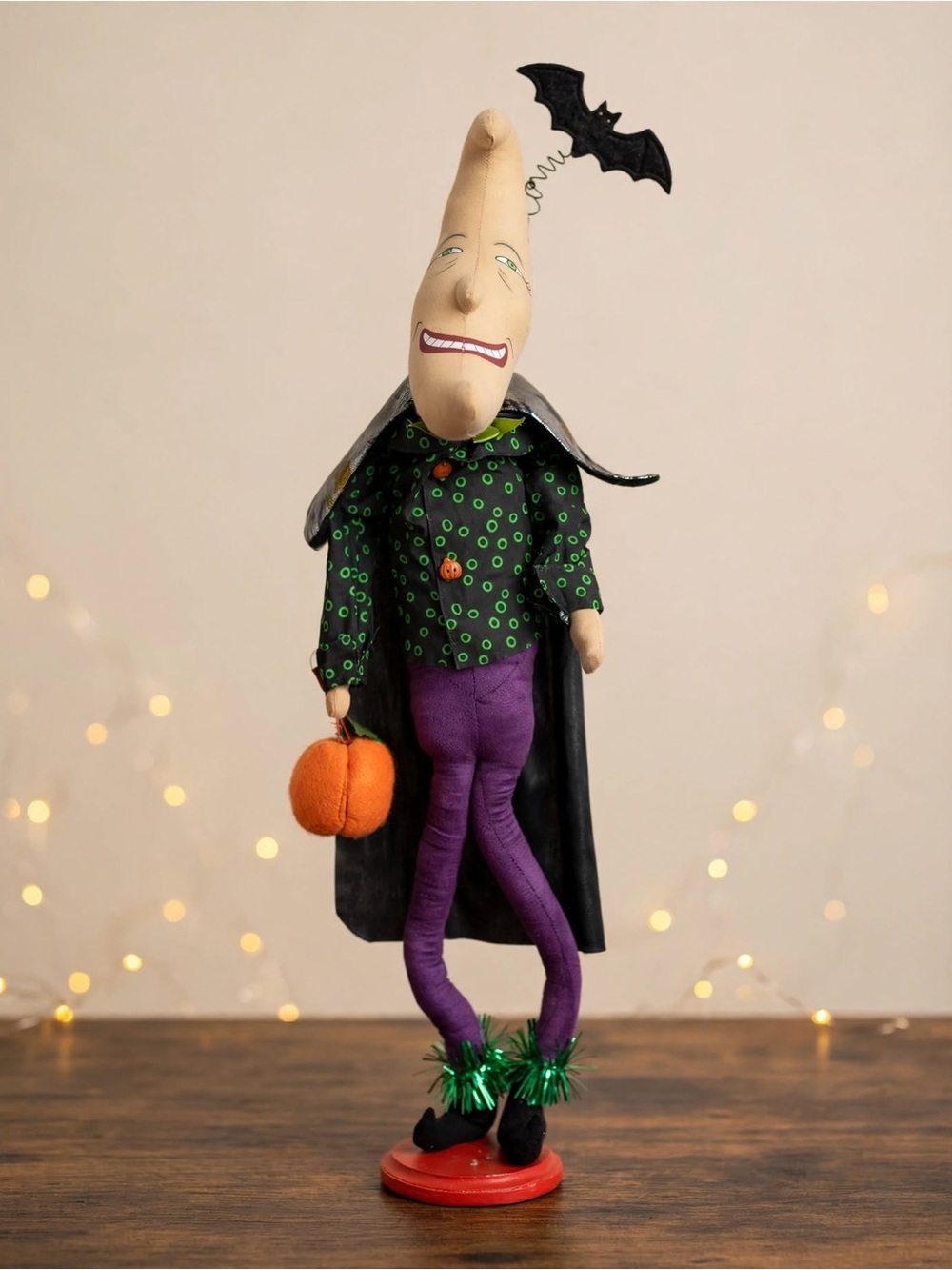 Vintage Whimsical Crescent Moon Man Halloween Figure Decoration